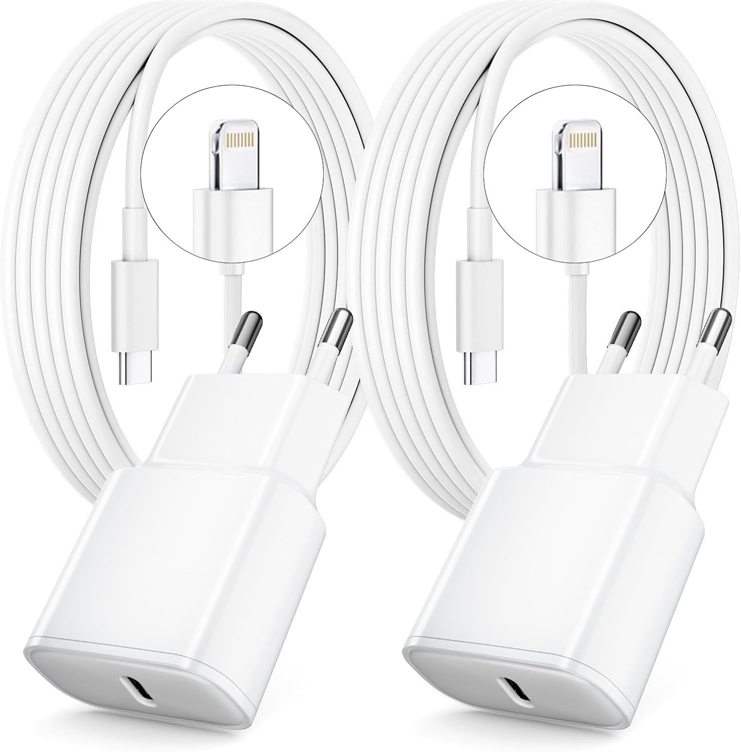 Cargador para iPhone Carga Rapida, Paquete de 2 Cagador USB C PD 3.0 y Cable Lightning de 2 m para iPhone 14/13/12/11/Pro/Pro MAX/iPad[5th-9th]/iPad Mini[2nd-5th]/iPad Air