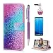 Produktbild Lederhülle Flip Wallet Cover Tasche Schutz Etui Case Schale Schutzhülle für Samsung Galaxy S8+ (S8 plus) Backcover Handyhülle mit Standfunktion Magnetverschluss Muster Galaxis