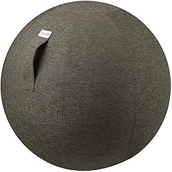 Ballon-siège VLUV STOV, siège ergonomique pour le bureau et la maison, couleur: Anthracite (gris foncé), Ø 60cm - 65cm, Tissu d'ameublement de qualité supérieure, robuste et indéformable avec une poignée de transport