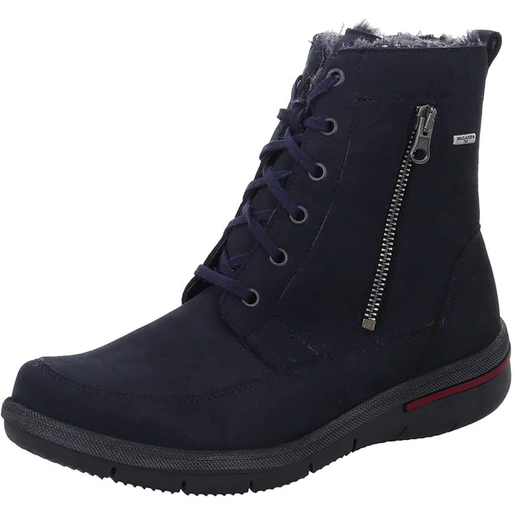 Stivaletti Donna Waldläufer Denver Doubleface Carbon - Pelle E Pelliccia D'Agnello, Colore Grigio Carbonio, Suola In PVC - 6