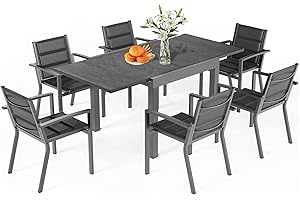 Homall Table de Jardin Exterieur,Aluminium Extensible Table a Manger de Jardin,Imperméable,Antirouille et Résistant Aux Rayures