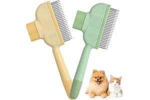 Aurinovellia Set da 2 Spazzola Gatto Pelo Lungo e Cane – Pettine per Gatti Auto-pulente per Pelo Corto e Lungo, Spazzola per Toelettatura Delicata ed Efficace
