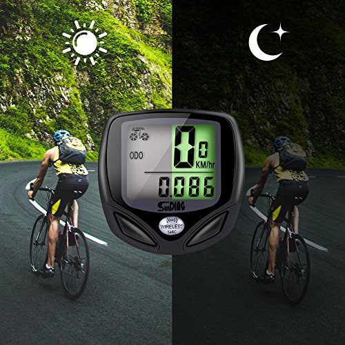 GHB Fahrradcomputer Drahtloser Speedometer Wasserdichter Kilometerzähler mit LCD Display Multifunktional (Schwarz) - 2