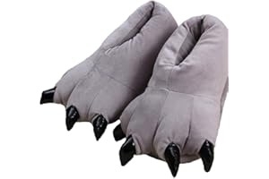 IXITON Adulti/Scarpe Bambini peluche Zampa Artiglio,Unisex verde divertente peluche Dinosauro Artiglio pantofole