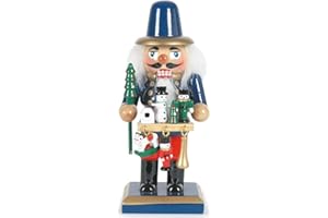 OBC-KUNSTHANDWERK Nussknacker Kunsthandwerks-Stil Händler blau / 15 cm/weihnachtlicher Nussknacker/handbemalte Deko Figur aus Holz/weihnachtlich dekorieren
