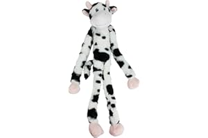 MULTIPET Swingin' Slevin Spotted Cow Plush Dog Toy Soft Fun Squeaky Interactive Chewing Playing Fetch Tugging Stuffed Animal for Large Breeds 27"