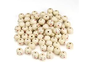 80 Stück Holzköpfe mit Gesicht, PARFCO Holzkugeln zum Basteln 20mm, Holzkugeln mit Loch für DIY Hängende Ornamente, Halskettenherstellung, Armbändern