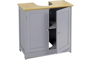 MAENGRE Under Sink Cabinet,Bathroom Floor Cabinet with 2 Doors Wooden Cupboard MDF 60 x 60 x 30 cm, Gray