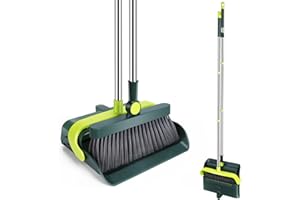 HEVOL Set di Scope e Paletta, 115 cm, con Manico Lungo, Girevole, per la Pulizia Della Casa, Cucina, Ufficio, Verde