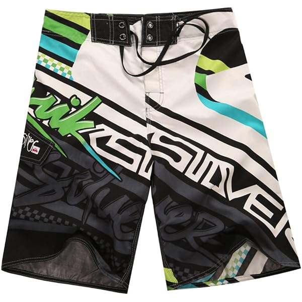 Short De Bain Homme Court Rayé - Tissu Séchage Rapide Nylon - Doublure Mesh - Taille Élastique Avec Cordon - Pour Plage, Piscine, Surf - 5