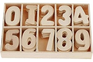 POFET Mezcla de Madera 0-9 números Decoraciones de Bricolaje sin Pintar niños Juguetes de Aprendizaje Educativo temprano Juegos 120 Piezas (números) con bandejas de Caja de Almacenamiento
