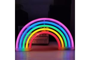Amzeeniu Enseigne au Néon Rainbow Veilleuse LED Lampe Nuit Applique LED Néon Lumières Enseignes lumineuses,Alimentation par Batterie ou USB,Décoration Murale,Cadeaux de Noël,Home Party