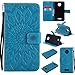 Produktbild Anlike Sonnenblume Prägung Motorola Moto Z Force (5,5 Zoll), Brieftasche Schutzhülle PU Leder Flip Hülle Wallet Case Tasche Cover Handytasche Schutzhülle Handy Zubehör Lederhülle Handyhülle mit Bookstyle mit Standfunktion Kredit Kartenfach - blau