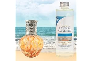M MAMA MANUELA Pack Ahorro Lámpara Catalítica Drops Orange + Fragancia Aroma Mediterranean 200ml. Elimina malos olores e impurezas, perfuma y limpia.
