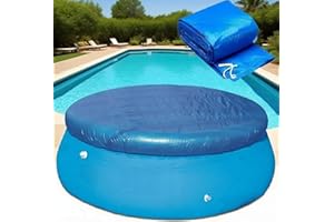 SHYSBV 6FT Round Pool Cover,Foldable Outdoor Swimming Pool Covers,Paddling Pool Covers with Drawstrings,Pool Ground Cloth,Garden Dust Solar Pool Cover Protector for Inflatable Family Pool(6ft,1.83m)