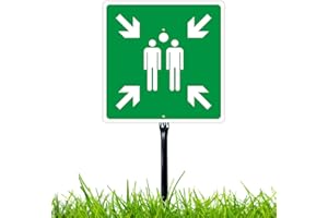 Felexdo Sammelplatz Schild mit Pfosten, 30x30cm Sammelstelle Sammelpunkt Schild Außenbereich wasserdicht UV-Schutz mit Vorgebohrten Löchern für Einfache Montage