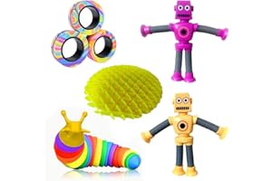 DLISHKA Sensory Toys For Kids-Fidget Toy Pack With Stress BallsSquishy ToysStretchy ToysMagnet Mini ManInfinity Cube For Autism Special Needs,Kids Party Favors Gifts For Holidays Or Birthdays. (A)