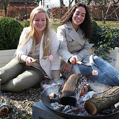 Esschert Design Feuerschale Granito eckiger Sockel, schwarz, 59x59x23 cm, FF135