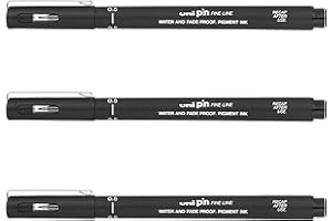 UNI PIN UNI-BALL PIN DRAWING PEN FINELINER ULTRA FINE LINE MARKER 0,5 mm czarny atrament - [opakowanie 3]