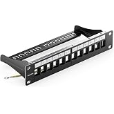 deleyCON Panel Patch 12 Ports Modular for Keystone Modules 1 HE 10" Inch Rack Mount Compatible CAT5 CAT6 CAT7 CAT8 LAN Cable