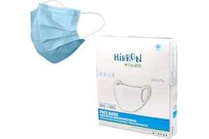 HIBRON 50 Masques Jetables Homologués Européens, CWA 17553: 2020, BFE> 99%, Bleu Clair.