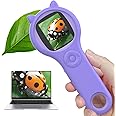 Ashfly Microscope for Kids - Portable Handheld Magnifying Glass for Kids - Mini Digital Microscope for Kids Educational Science Toys, Christmas Birthday Gifts for Age 3 4 5 6 7 8 Girls&Boys （Purple）