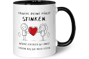 GRAVURZEILE Bedruckte Tasse mit Spruch - Deine Fürze stinken - Geschenk für Paare zum Valentinstag - Spülmaschine & Mikrowelle geeignet - Partner Geschenke für Sie & Ihn - Farbe: Schwarz & Weiß