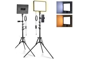 NEEWER Basics BP300 panel świetlny LED, ze statywem i uchwytem na telefon, 2700 6500 K, 850 Lux Bi Color przyciemniane oświetlenie studyjne do fotografii, filmów, nagrywania na żywo, 2 sztuki