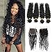 Produktbild Silkylong brazilian hair closure deep wave curly frontal and bundles with baby hair lace frontal 100 human hair extensions unprocessed 8a 22 24 26 28 +20