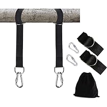 Kit Fixation Balançoire Et Hamac - 2 Sangles 150 Cm + Coussins De Protection Arbre + Mousquetons
