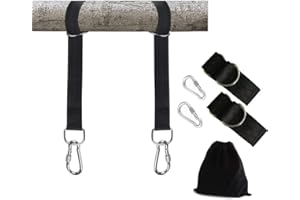 YELAIYEHAO Le kit de Suspension de balançoire soudée Peut Supporter 952,5 kg, Installation Facile et Rapide à l'arbre - 2 Sangles et Mousqueton, Parfait pour Les balançoires, Les hamacs - 100% résistant aux