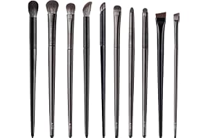 Flintronic Sminkborstar, set med 10 professionella sminkborstar, avfasad eyelinerborste, ögonmakeupborste, för ögonskugga, nässkugga, ögonbryn, dölja