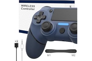 BOLEI Controller Wireless für PS-4 mit Paddles, Schnell Verbinden Lange Batterielaufzeit mit Dual Vibration, Bewegungssensor, Touchpad, 3.5mm Kopfhörerbuchse, Wireless Controller Blau für PS-4/Pro/Slim