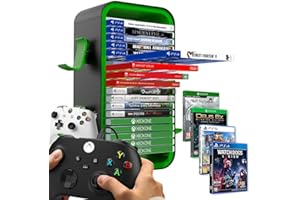 Niciksty Torre di Stoccaggio per Giochi Compatibile con PS5/ Xbox Serie S e X/Switch, Universale Stoccaggio dei CD del Gioco Supporto Contiene 18 Giochi, con 4 Supporti per Controller, Verde