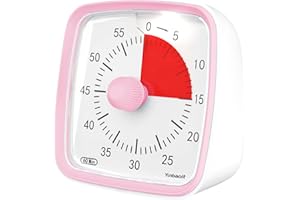 Yunbaoit Timer visivo, timer per conto alla rovescia da 60 minuti per bambini e adulti, timer silenzioso in aula con luce notturna, strumento di gestione del tempo per casa (rosa)