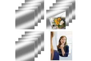 AOOGON 12 Pezzi Specchi Adesivi da Parete in Acrilico, Senza Cornice Specchio Flessibile Adesivo, Non Vetro Specchio per Decorazioni Fai da Te, Armadio, Muro, Bagno (20x20CM, 0.2MM)