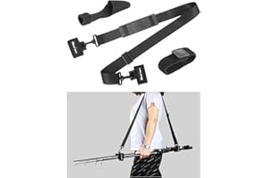 Realure Correa para el hombro para cañas de pescar con protector de cañas, longitud ajustable 77-137 cm nailon elástico bandas de caña de pescar para paseo, bicicletas, motocicletas para transporte de