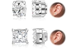 IKOPFLN 2 Paires Boucles d'Oreilles Aimantées Magnétiques Homme - Fausse Boucle 6MM