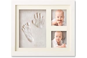 Empreint Bébé Cadeau Bebe Garcon Platre Bebe, Argile Blanche Non Toxique, Souvenir Personnalisé Pour Décoration Chambre Bébé,Cadeau Original Naissance–Cadeau Naissance Liste de Naissance