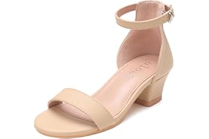 FOGOIN Girls Sandals Party Shoes Low Heels Open Toe Princess Sandal Ankle Strap Dress up Glitter Wedding Shoe for Little Big Kid Summer