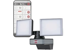 Brennenstuhl Connect WiFi LED doble Foco WFD 3050 (30W, 3500lm, IP54, varias funciones de luz ajustables a través de la app, Foco de seguridad exterior para montaje en pared)