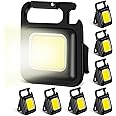 8 Pieces Cob Small Flashlights 500 Lumens Bright Rechargeable Keychain 4 Light Modes Mini Flashlight Magnetic Keychain Flashlights Pocket Keychain Light with Folding Bracket Bottle Opener Magnet Base