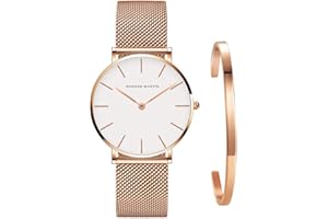 Kubagom Reloj de Cuarzo Pulsera para Mujer Banda Malla Acero Inoxidable Ultra Delgado