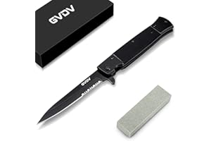 GVDV Cuchillo Plegable de Bolsillo con Mango G10, Navaja de Bolsillo EDC de Acero Inoxidable 7Cr17 con Bloqueo de Seguridad, Cuchillo de Supervivencia para Acampar y Caza para hombres
