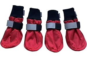 Vibrant Fellow Paw Protector Dog Boots Soft Protective and Skid-proof Set of 4 Size L Red Colour