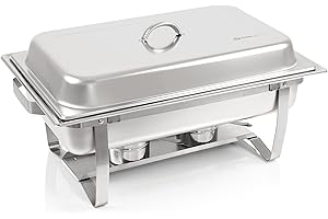 ‎MAHLZEIT Mahlzeit Chafing Dish | Edelstahl Warmhaltebehälter Essen | Speisenwärmer, Speisebehälter, Buffet Wärmer, Wärmebehälter | Rechaud für Catering, Buffet und Party (Nizza (2x 1/2 GN-Behälter))