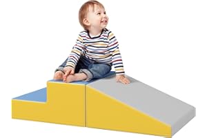HOMCOM Parcours motricité bébé modulable, Jouets d'escalade, Mousse Blocs de Construction Jouets éducatifs, 2 Briques géantes en Mousse, pour Enfants 12 à 36 Mois, Multicolore