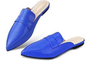 MSEHKM Women's Mules Flats- Classic Pointed Toe Design with Comfortable Fit for Everyday Wear- Penny/Leather Slippers Loafers