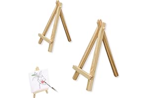 OBYJCA Mini Easels Stand, Small Wooden Canvas Stand for Painting, 2 Pcs Wooden Tabl Etop Art Display Easels, Canvas Holder for Displaying Paintings, Drawing, Weddings Crafts
