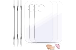 ADLABLD 3Pcs Acrylic Makeup Palette Makeup Mixing Tray with Makeups Spatula Metal Mirror for Beauty Salon Color Cream Liquid Foundation Mixing Palette Eye Shadow Lipsticks Nail Art